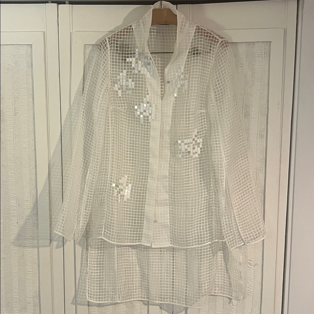 AKRIS Punto netted mesh sequin daffodils tunic si… - image 2